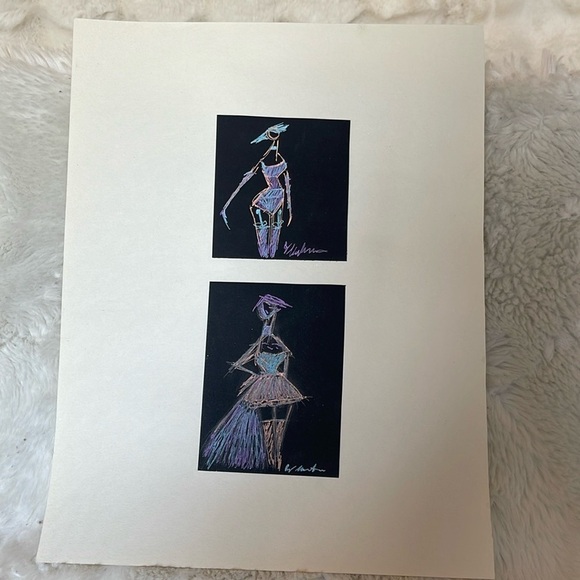 HANDCRAFTED hand made mini sketches by me fashion like sketches NWT - Picture 3 of 12